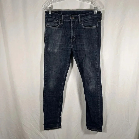 Levis 510 Jeans Men's 31x32 Dark Wash Blue Denim Button Zip Cotton Blend - Picture 1 of 12